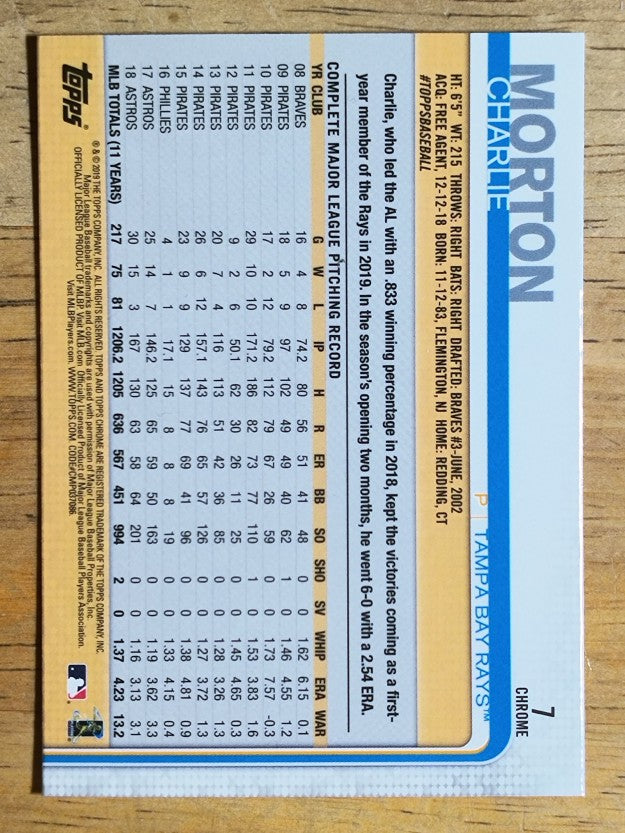 2019 Topps Chrome Update #7 Charlie Morton