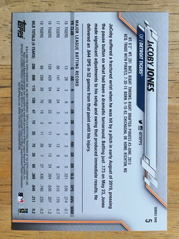2020 Topps #5 JaCoby Jones