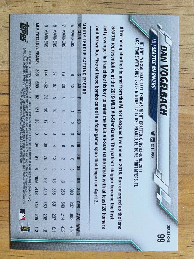 2020 Topps #99 Dan Vogelbach