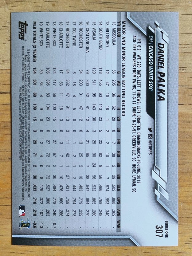 2020 Topps #307 Daniel Palka