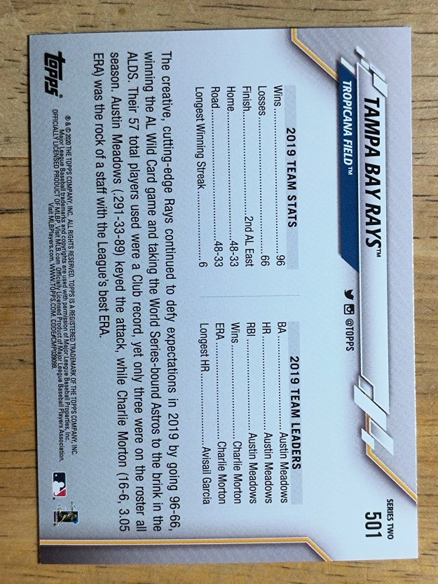 2020 Topps #501 Tampa Bay Rays TC