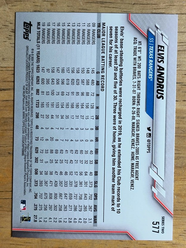 2020 Topps #577 Elvis Andrus