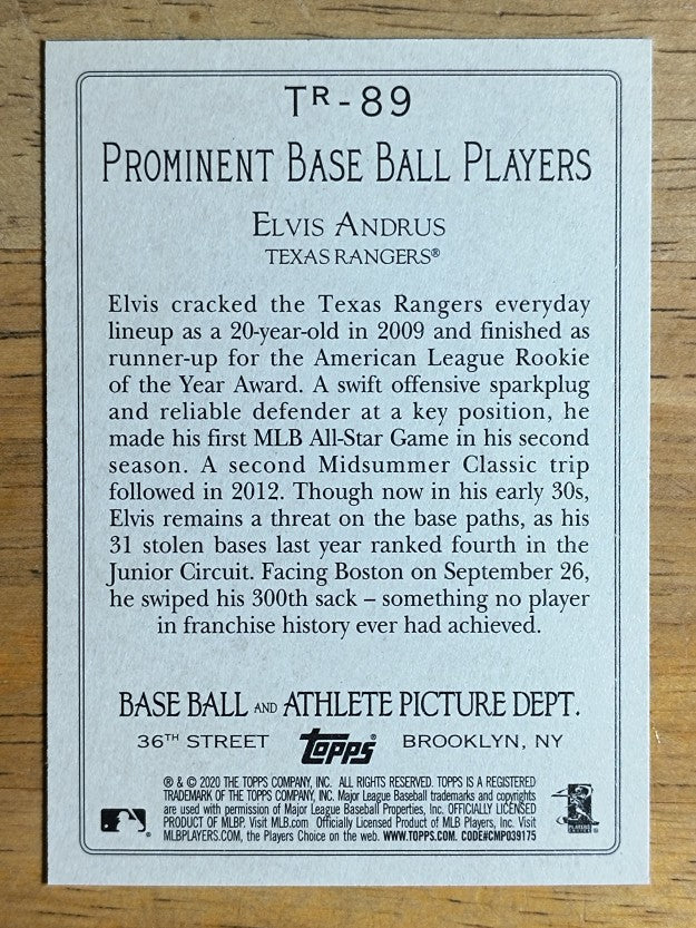 2020 Topps Turkey Red '20 Series 2 #TR89 Elvis Andrus
