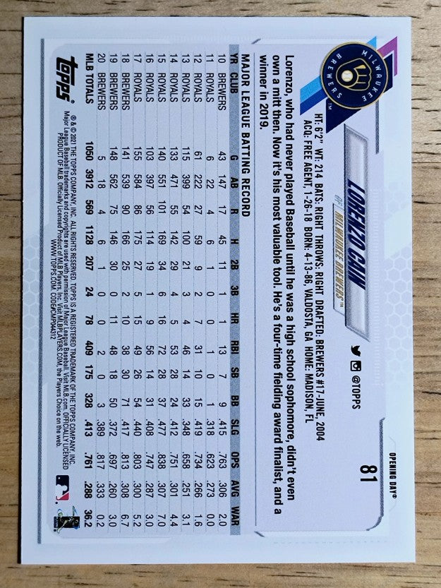 2021 Topps Opening Day #81 Lorenzo Cain