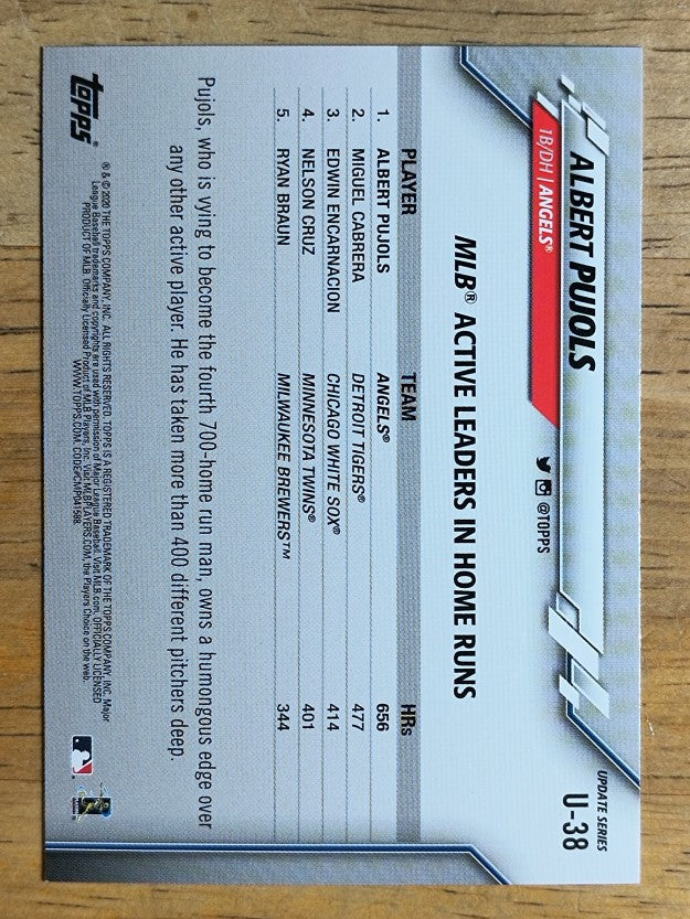 2020 Topps Update #U38 Albert Pujols