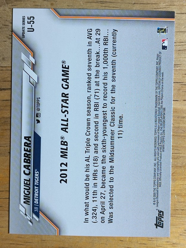2020 Topps Update #U55 Miguel Cabrera AS