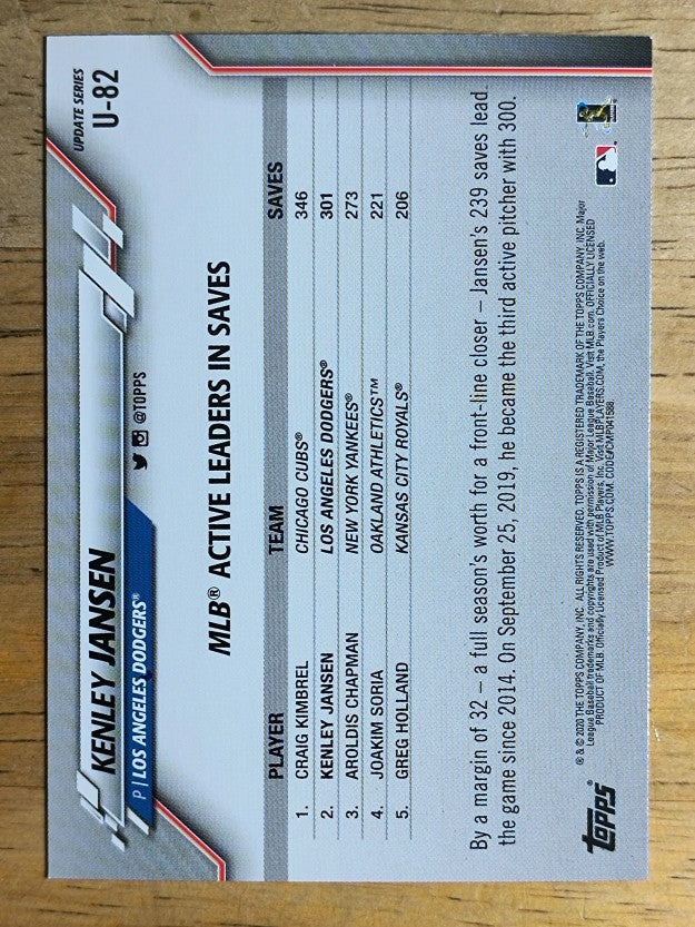 2020 Topps Update #U82 Kenley Jansen