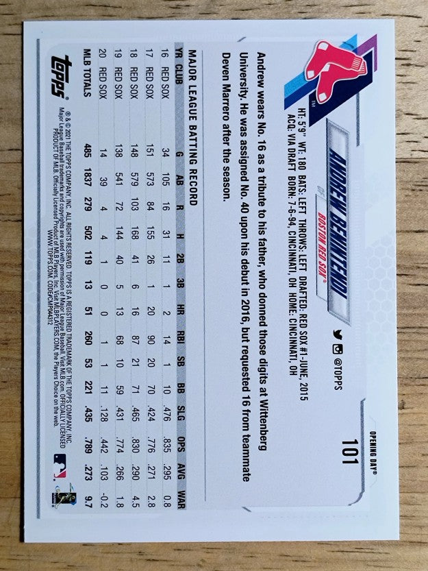 2021 Topps Opening Day #101 Andrew Benintendi