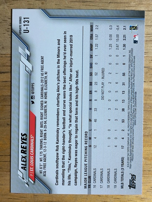 2020 Topps Update #U131 Alex Reyes