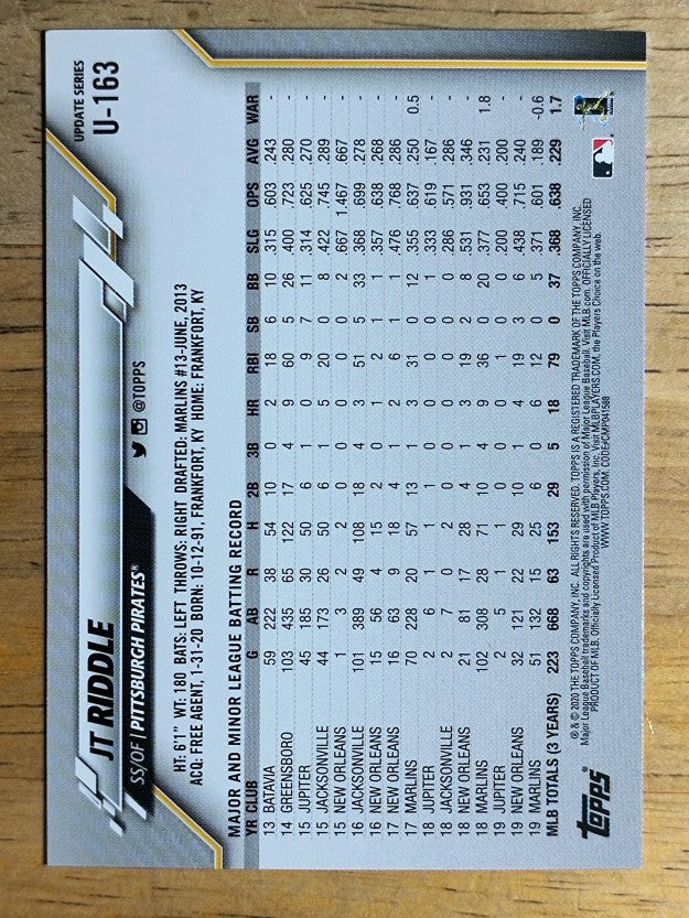2020 Topps Update #U163 JT Riddle