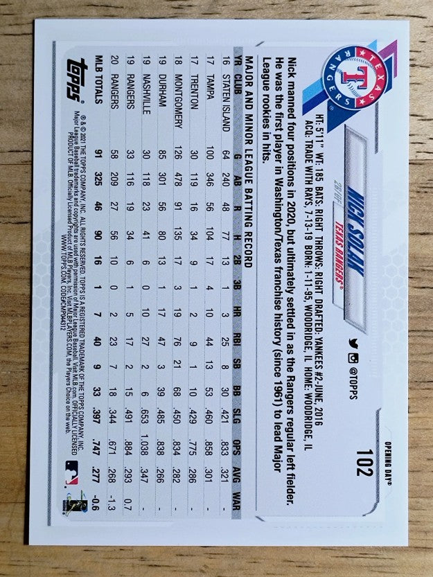 2021 Topps Opening Day #102 Nick Solak