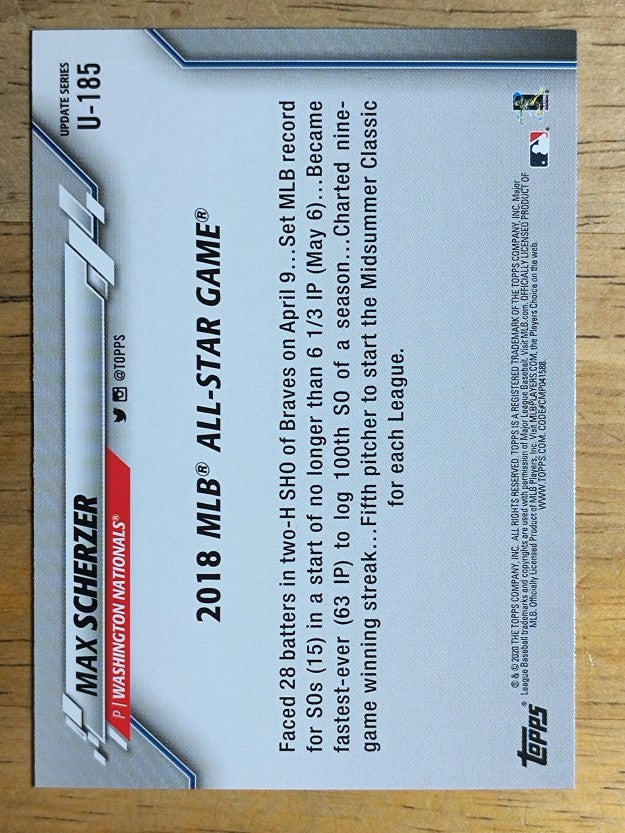 2020 Topps Update #U185 Max Scherzer AS
