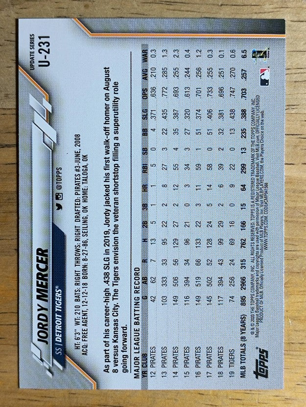 2020 Topps Update #U231 Jordy Mercer