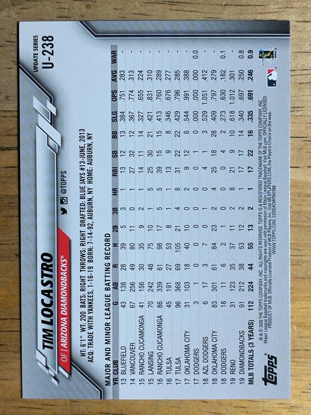 2020 Topps Update #U238 Tim Locastro