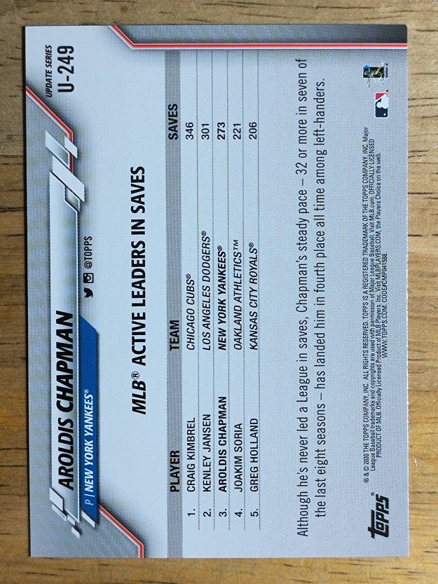 2020 Topps Update #U249 Aroldis Chapman