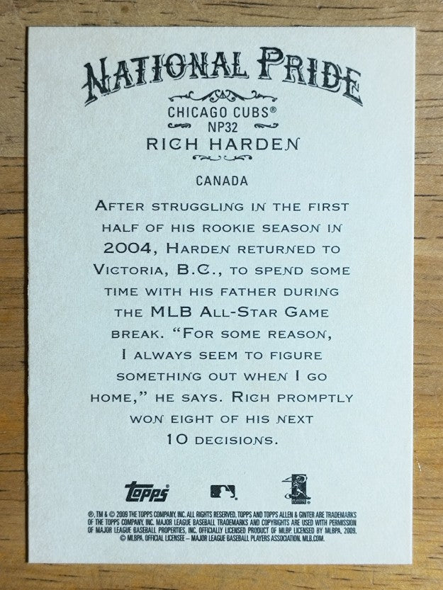 2009 Topps Allen and Ginter National Pride #NP32 Rich Harden