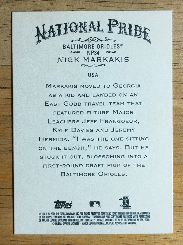 2009 Topps Allen and Ginter National Pride #NP34 Nick Markakis