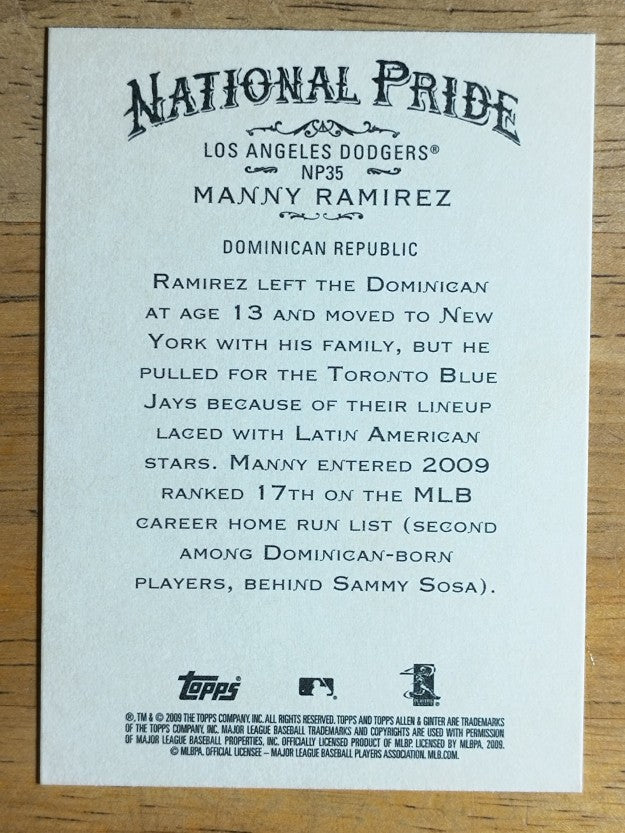 2009 Topps Allen and Ginter National Pride #NP35 Manny Ramirez