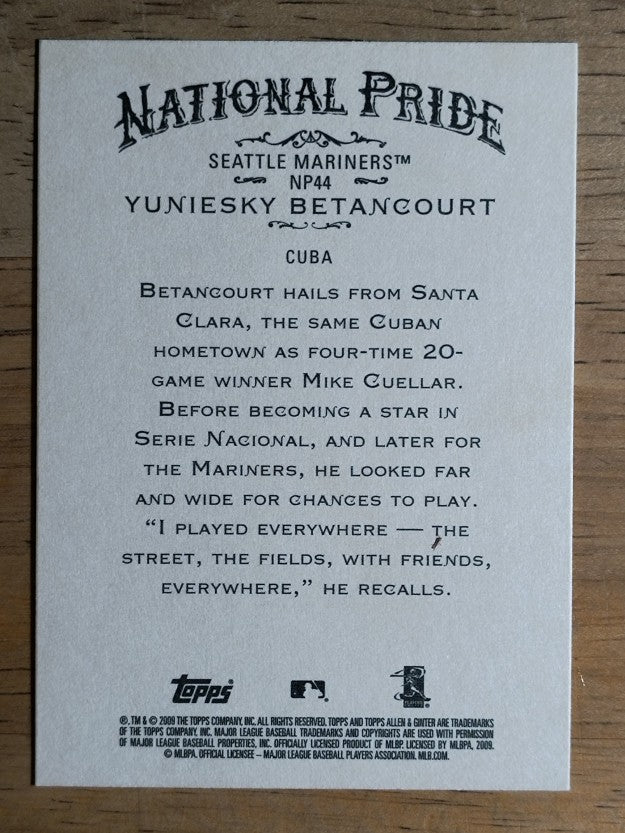 2009 Topps Allen and Ginter National Pride #NP44 Yuniesky Betancourt