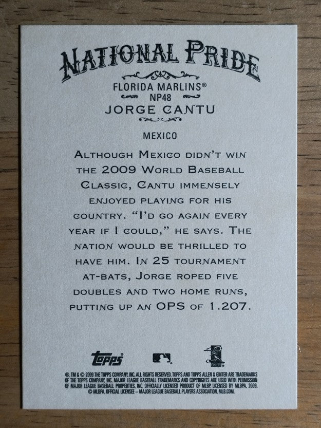 2009 Topps Allen and Ginter National Pride #NP48 Jorge Cantu