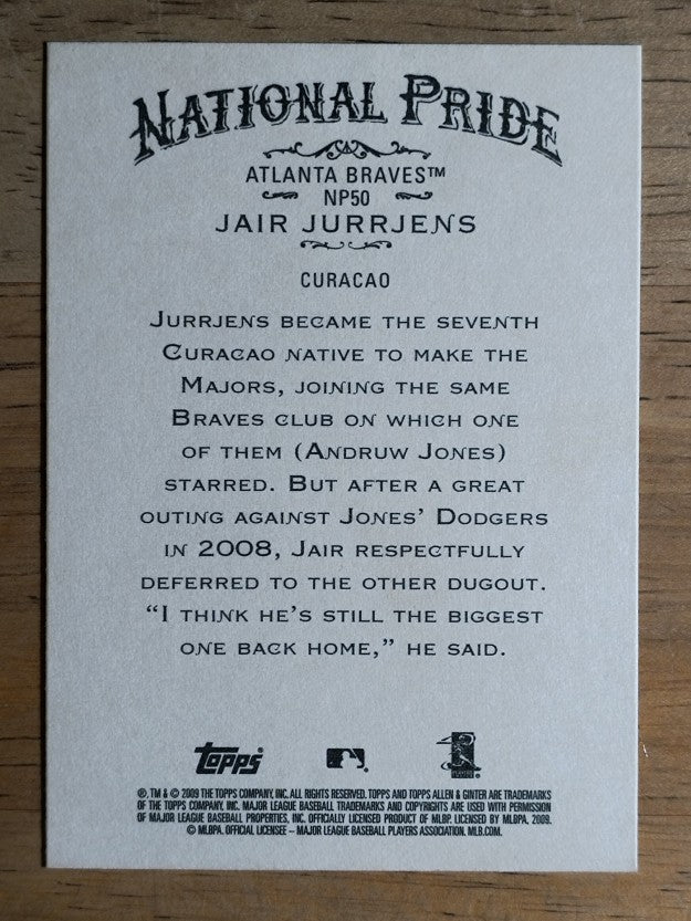 2009 Topps Allen and Ginter National Pride #NP50 Jair Jurrjens