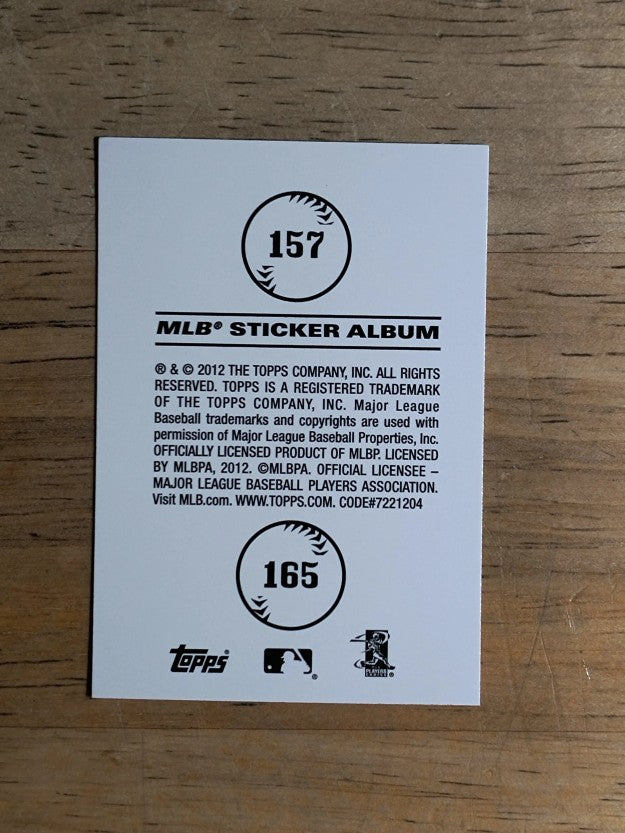 2012 Topps Stickers #157 Los Angeles Dodgers/165 Washington Nationals