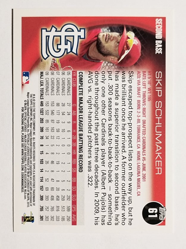 2010 Topps #61 Skip Schumaker