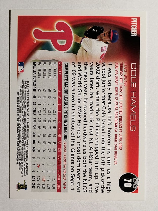 2010 Topps #70 Cole Hamels