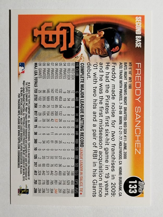 2010 Topps #133 Freddy Sanchez
