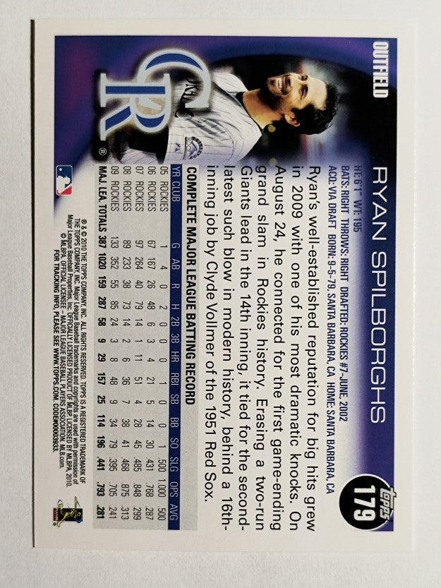 2010 Topps #179 Ryan Spilborghs