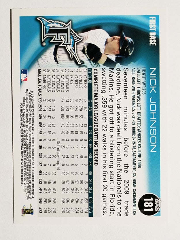 2010 Topps #181 Nick Johnson