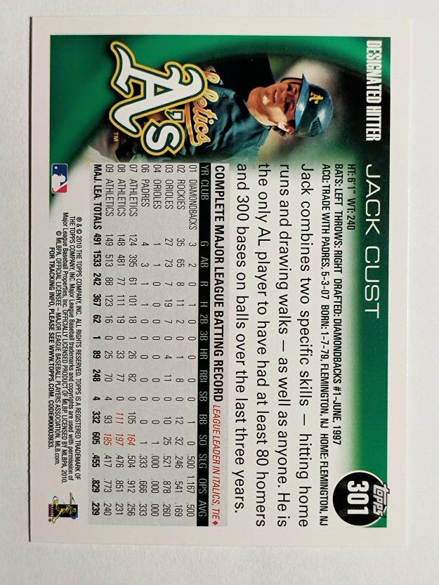 2010 Topps #301 Jack Cust