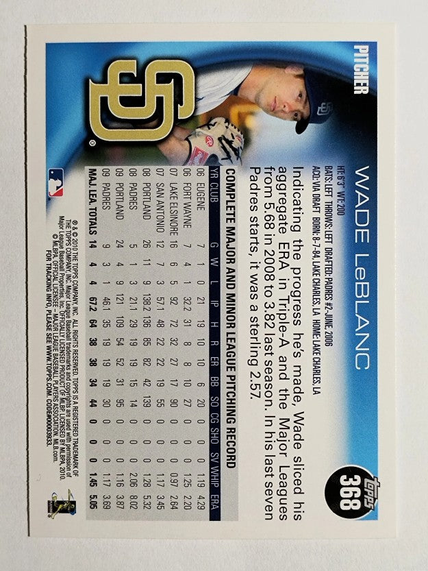 2010 Topps #368 Wade LeBlanc
