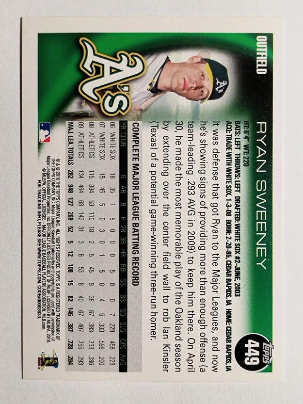 2010 Topps #449 Ryan Sweeney