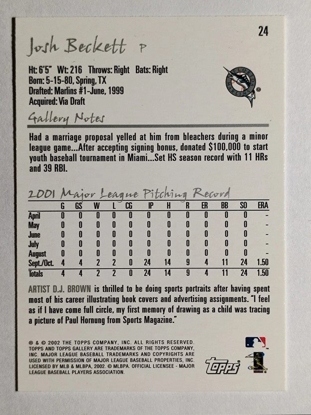 2002 Topps Gallery #24 Josh Beckett