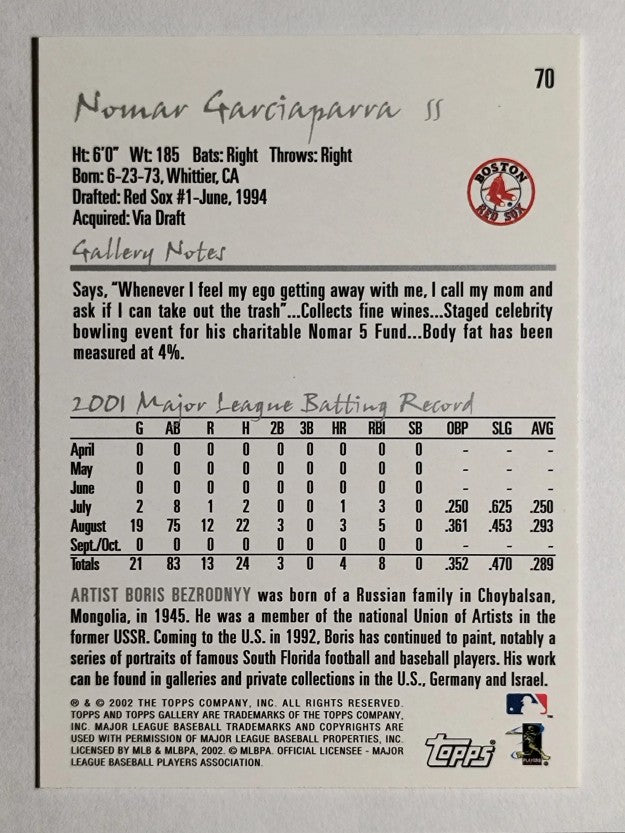 2002 Topps Gallery #70 Nomar Garciaparra
