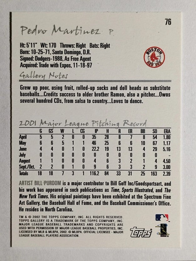 2002 Topps Gallery #76 Pedro Martinez
