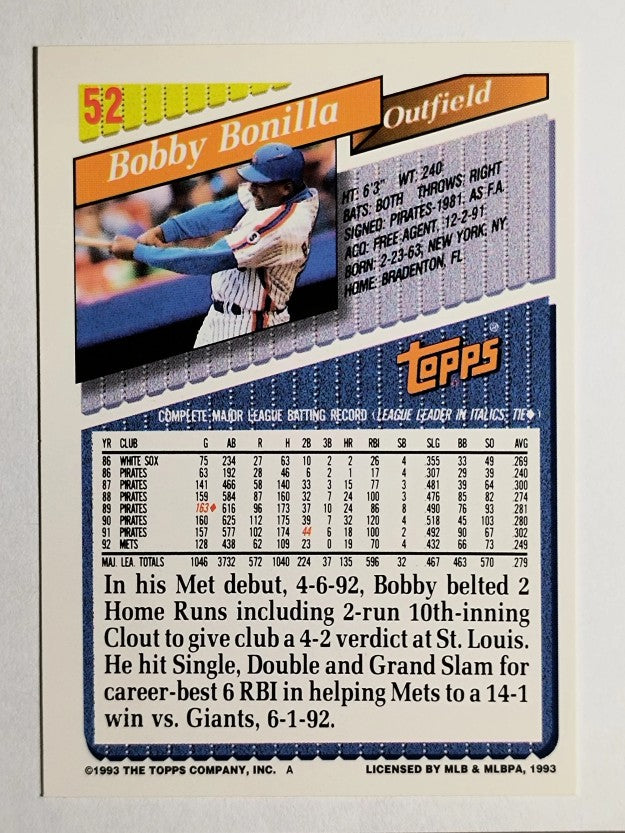 1993 Topps Gold #52 Bobby Bonilla