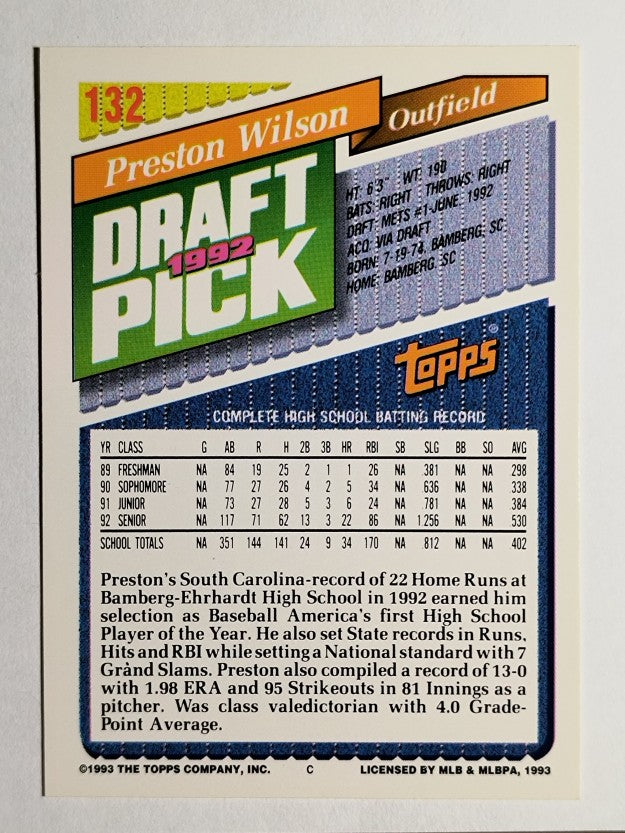 1993 Topps Gold #132 Preston Wilson