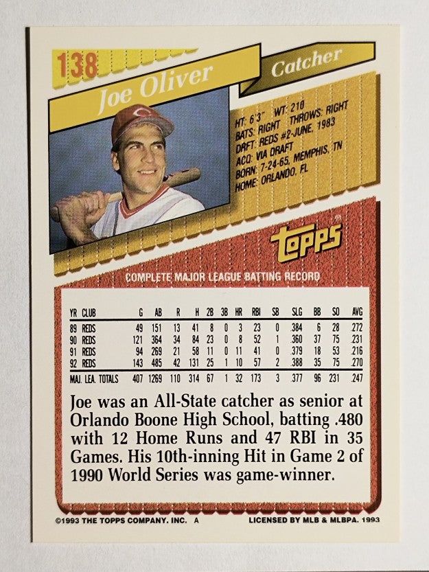 1993 Topps Gold #138 Joe Oliver