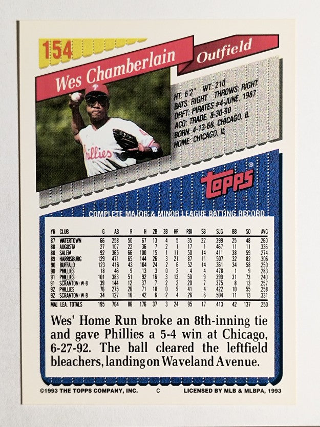 1993 Topps Gold #154 Wes Chamberlain
