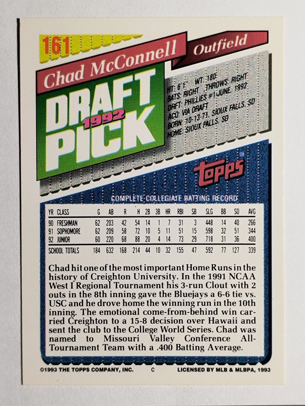 1993 Topps Gold #161 Chad McConnell