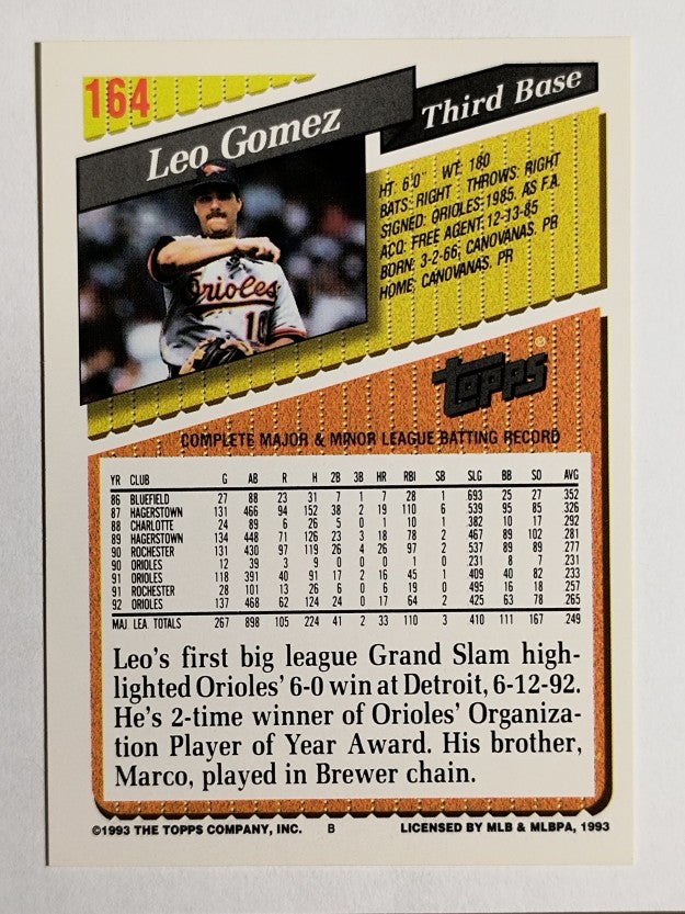 1993 Topps Gold #164 Leo Gomez