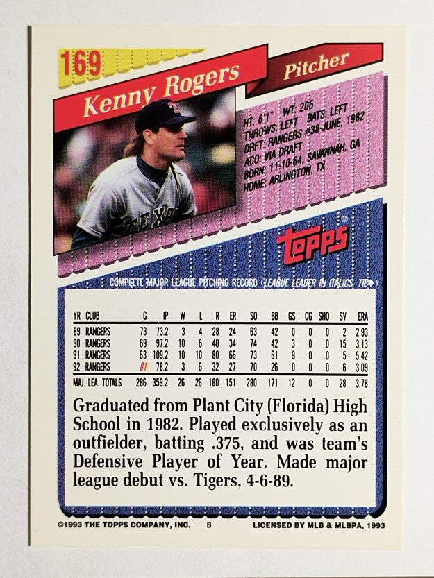 1993 Topps Gold #169 Kenny Rogers