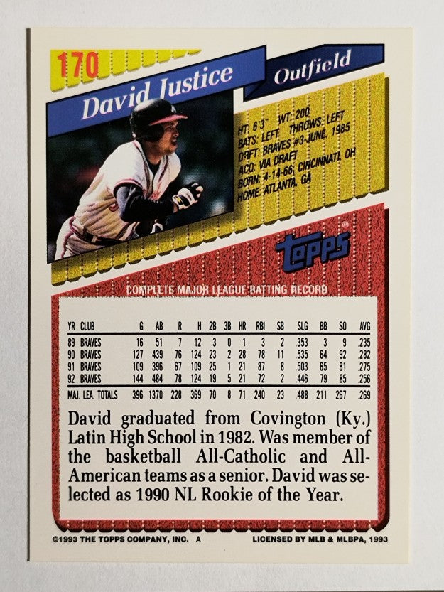 1993 Topps Gold #170 David Justice