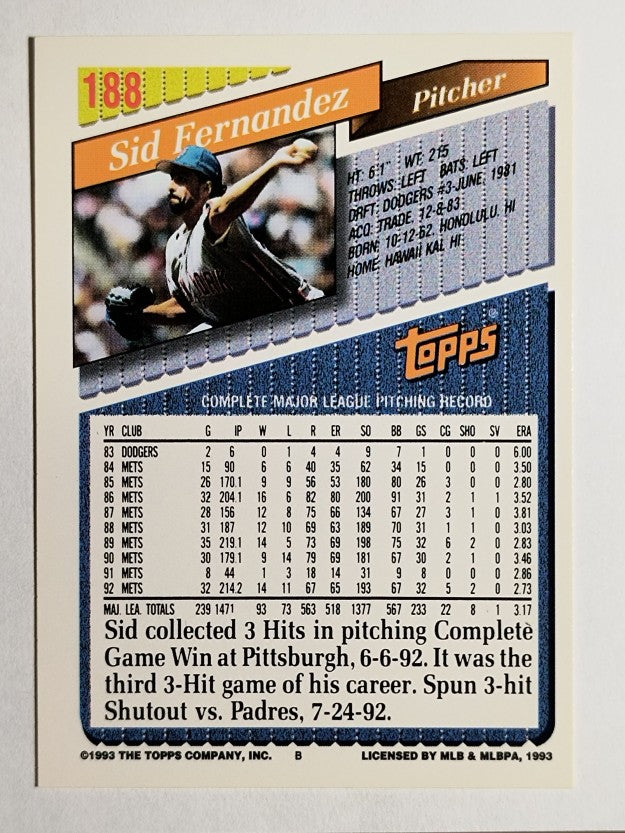 1993 Topps Gold #188 Sid Fernandez