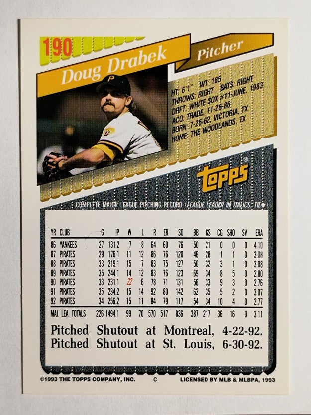 1993 Topps Gold #190 Doug Drabek