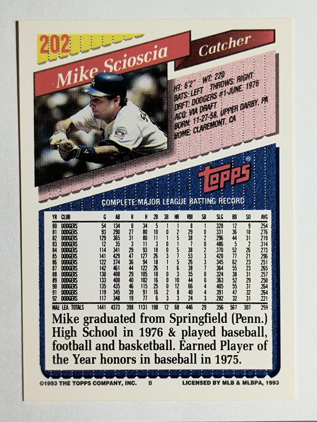 1993 Topps Gold #202 Mike Scioscia