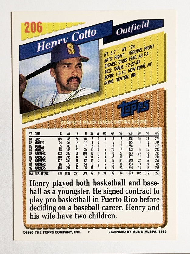 1993 Topps Gold #206 Henry Cotto