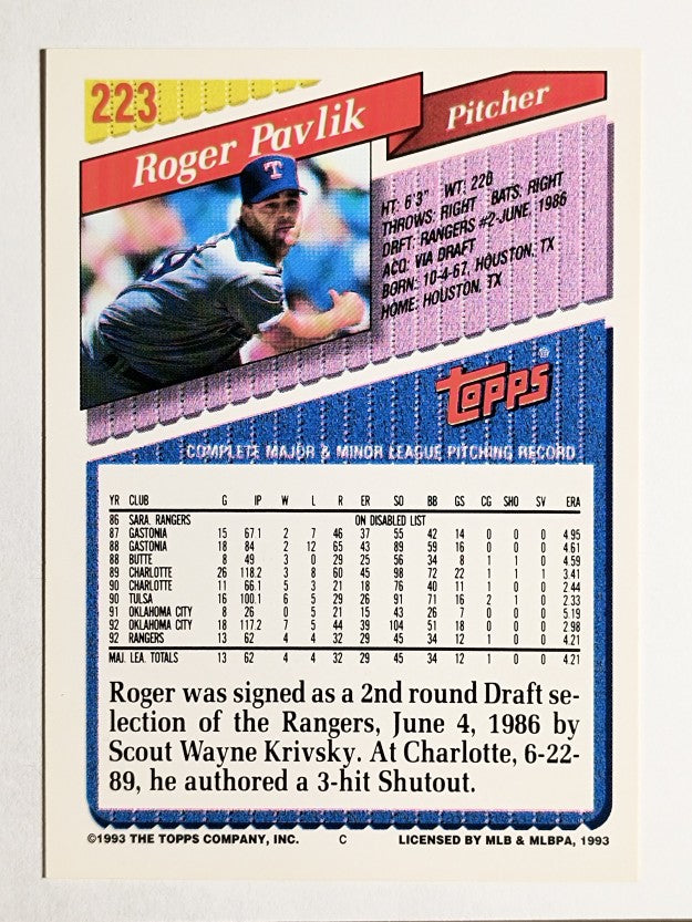 1993 Topps Gold #223 Roger Pavlik